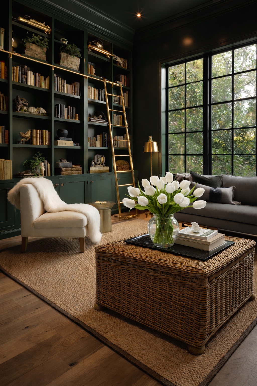 Garden Tulip bouquet in a reading nook